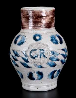 Westerwald Stoneware "GR" Jug w/ Incised and Impressed Decoration, circa 1750