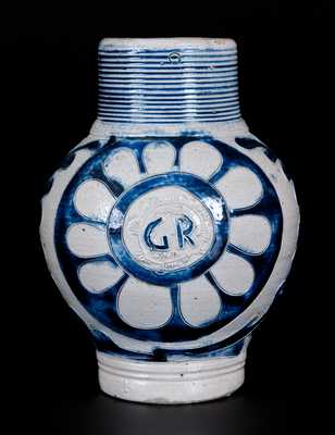 Westerwald Stoneware "GR" Mug w/ Incised Decoration, circa 1780