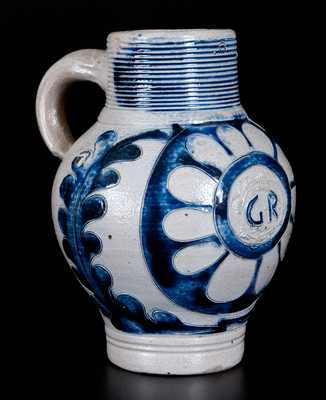 Westerwald Stoneware "GR" Mug w/ Incised Decoration, circa 1780