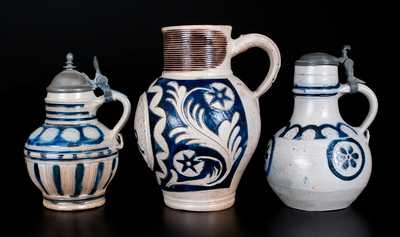 Lot of Three: 18th Century Westerwald Stoneware Vessels