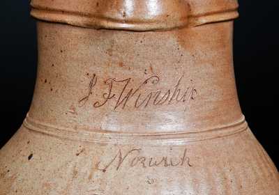 Rare Stoneware Pitcher w/ Incised Signature 