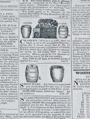 Impressive 1825 Newspaper w/ Illustrated Clarkson Crolius Advertisement