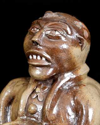 Important J. L. Mathews, Rock Mills, AL, 1890-1910 African American Stoneware Figural Face Bank