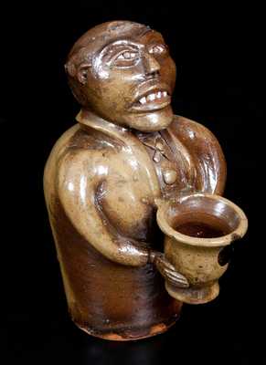 Important J. L. Mathews, Rock Mills, AL, 1890-1910 African American Stoneware Figural Face Bank