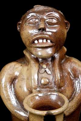 Important J. L. Mathews, Rock Mills, AL, 1890-1910 African American Stoneware Figural Face Bank