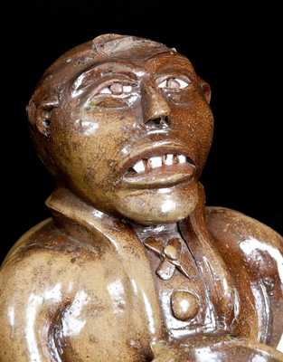 Important J. L. Mathews, Rock Mills, AL, 1890-1910 African American Stoneware Figural Face Bank