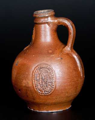 Cobalt-Decorated Bellarmine Jug w/ Bearded Man and Medallion, probably Frechen, Germany, 16th or 17th century