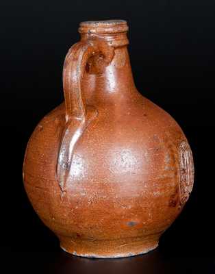 Cobalt-Decorated Bellarmine Jug w/ Bearded Man and Medallion, probably Frechen, Germany, 16th or 17th century