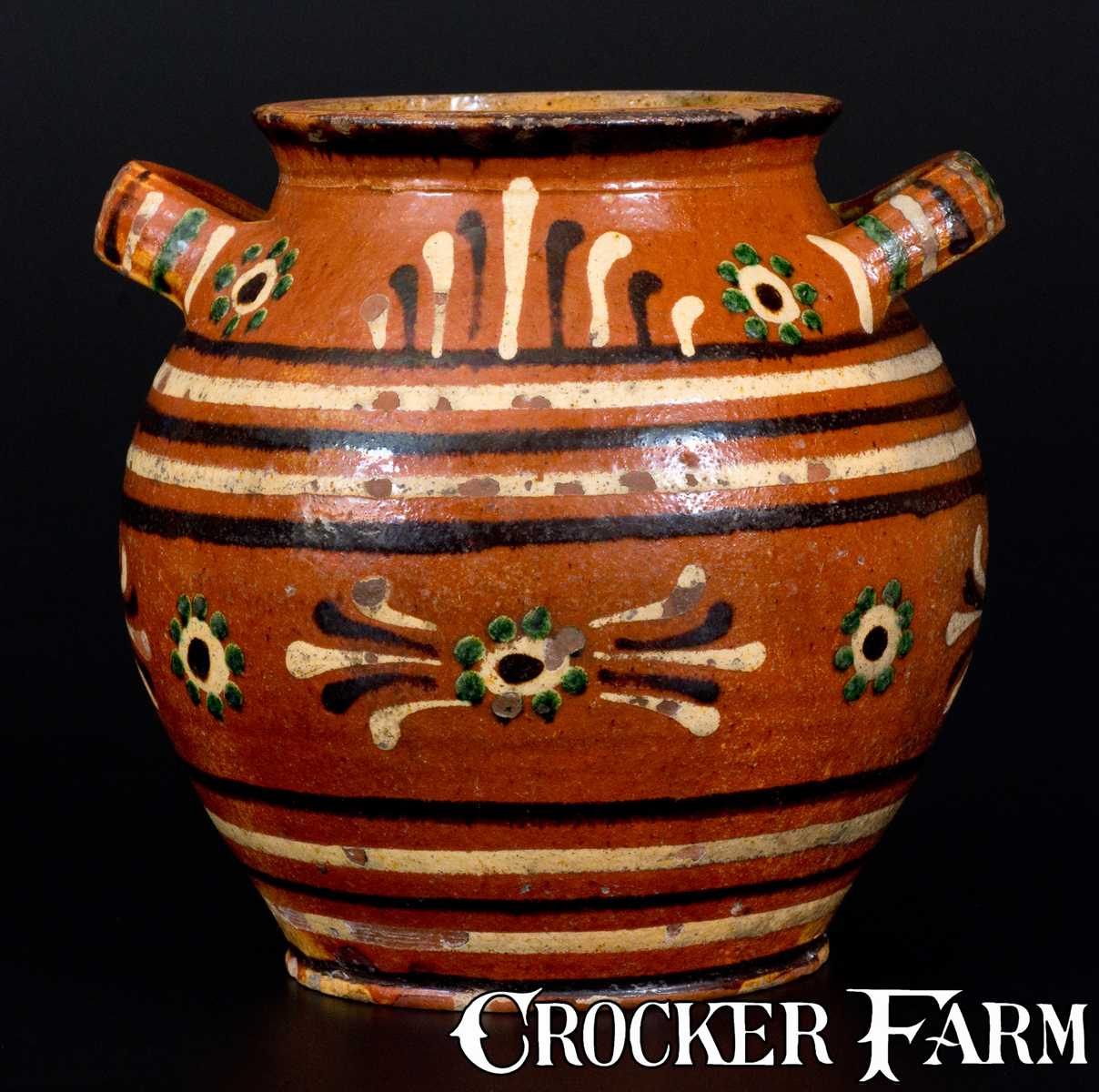 Very Rare Alamance County Nc Southern Redware Sugar Jar W