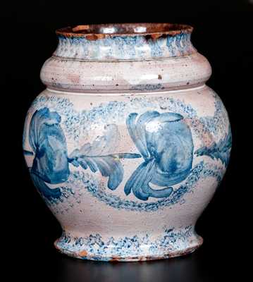 Extremely Rare I. BELL (John Bell) Tin-Glazed Redware Jar, Winchester, VA or Hagerstown, MD, c1825