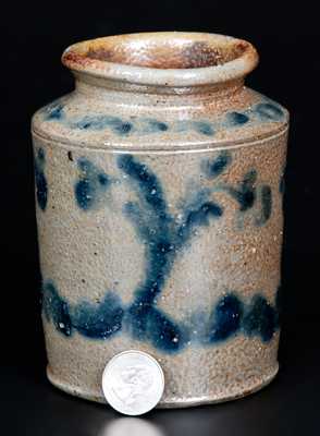 Rare One-Quart Stoneware Jar with Profuse Brushed Decoration att. Branch Green, Philadelphia, PA, circa 1820