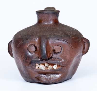 Very Rare  Guy Daugherty, Bethune, Kershaw County, South Carolina Stoneware Face Jug, c1950