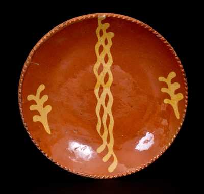 Slip-Decorated Redware Plate, probably Philadelphia, PA origin, circa 1820-1840