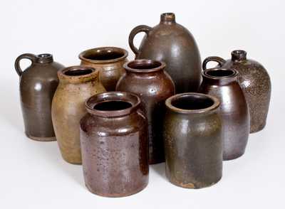 Lot of Nine: Utilitarian Stoneware Jars and Jugs