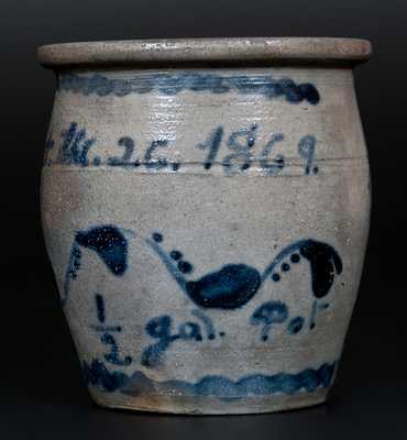 Attrib. A. Conrad, Greensboro, PA Stoneware Jar Inscribed 