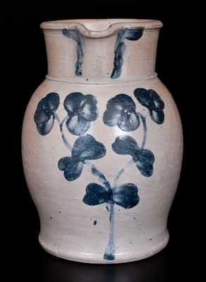 One-Gallon Stoneware Pitcher with Cobalt Clover Decoration, Baltimore, MD origin, circa 1875