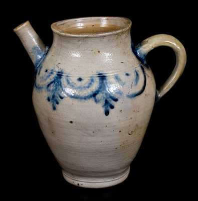 Extremely Rare Cobalt-Decorated Stoneware Pouring Vessel, probably New Jersey origin, early 19th century