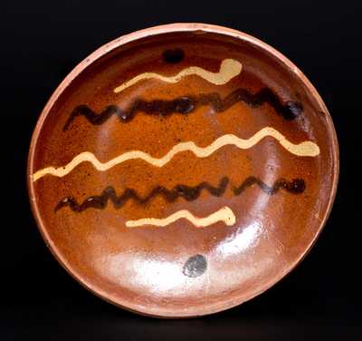 W. SMITH / WOMELSDORF, PA Redware Plate w/ Two-Color Slip Decoration