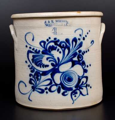 J. & E. NORTON, / BENNINGTON VT Four-Gallon Stoneware Crock