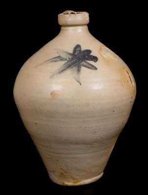 One-Gallon N. White. Utica (New York) Stoneware Jug w/ Cobalt Star Decoration, c1840