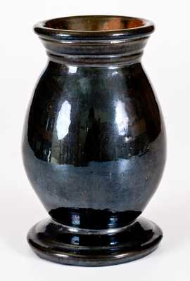 Scarce JOHN BELL, Waynesboro, PA Redware Vase with Gun Metal Glaze