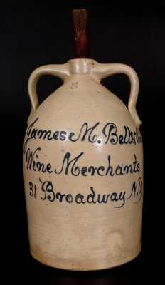 5 Gal. Stoneware Jug with Script Broadway (New York) Advertising