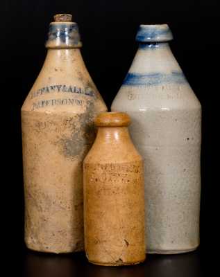 Lot of Three: Stoneware Bottles with NJ Advertising incl. BRADY & RYAN / ELLENVILLE, NY Example