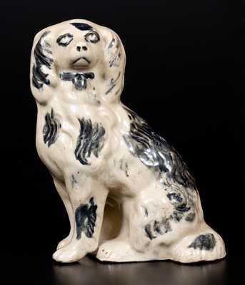 Rare Stoneware Spaniel Signed J. HOLLINGWORTH, Midwestern origin, 1929