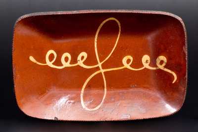 Fine Huntington, Long Island, Redware Loaf Dish with Central 