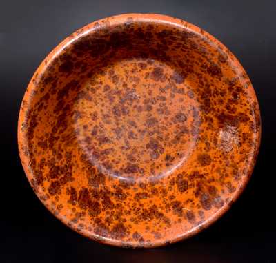 Redware Mixing Bowl with Spotted Manganese Decoration