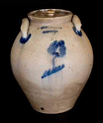 Rare BENNINGTON FACTORY Ovoid Stoneware Lidded Jar with Floral Decoration