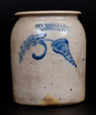 SIPE, NICHOLS & CO. / Williamsport, Pa Half-Gallon Stoneware Jar with Floral Decoration