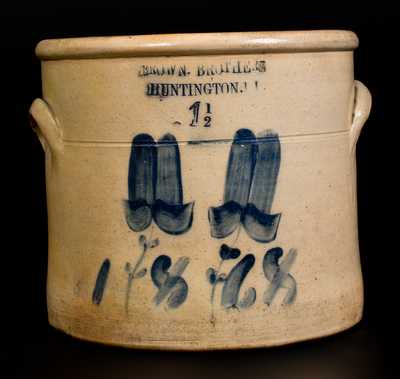 Rare BROWN. BROTHERS / HUNTINGTON. LI Stoneware Crock w/ 1868 Date