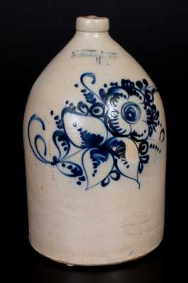 4 Gal. J. NORTON & CO. / BENNINGTON, VT Stoneware Jug with Fine Slip-Trailed Floral Decoration