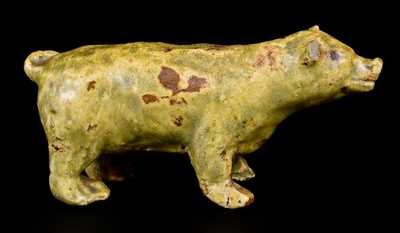 Alkaline-Glazed Stoneware Pig Figure, second half 19th century