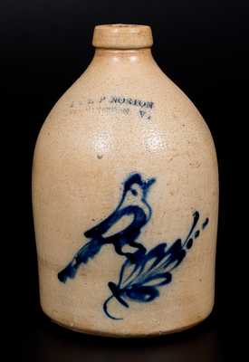 E. & L. P. NORTON / BENNINGTON, VT Stoneware Jug with Bird Decoration