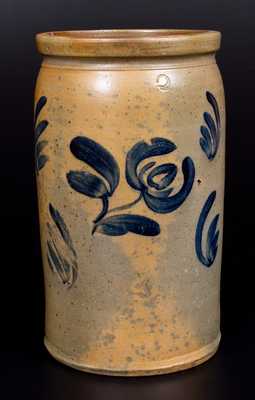 2 Gal. Stoneware Jar with Brushed Tulip Decoration, Western PA, circa 1860