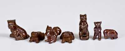 Lot of Seven: Unusual Miniature Sewertile Animals, probably Uhrichsville, OH, circa 1930