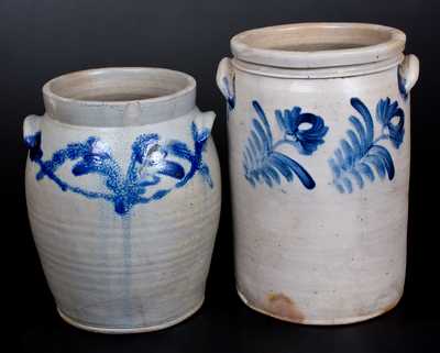 Lot of Two: Baltimore Stoneware Jars with Cobalt Decoration