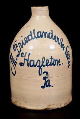 Fulper Bros. (Flemington, NJ) Stoneware Script Jug with Hazleton, PA Advertising