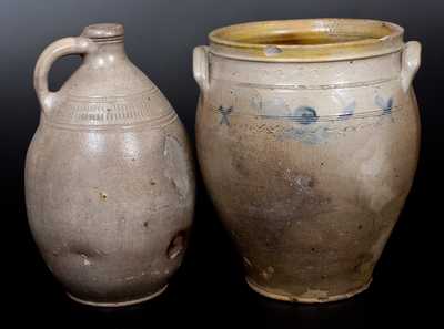 Lot of Two: Early Ovoid Stoneware Vessels, possibly New Jersey