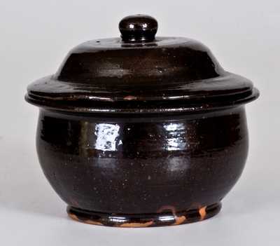 Manganese-Glazed Redware Sugar Bowl