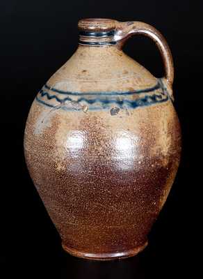 Half-Gallon Stoneware Jug w/ Slip-Trailed Line Decoration, Northeastern U.S., late 18th or early 19th century