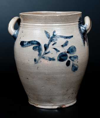 Unusual New York City Stoneware Jar w/ Incised Floral Decoration, early 19th century