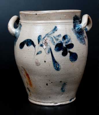 Unusual New York City Stoneware Jar w/ Incised Floral Decoration, early 19th century
