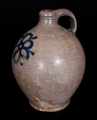 Bulbous Stoneware Jug with Brushed Floral Decoration