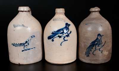 Lot of Three: Stoneware Bird Jugs by WHITES UTICA and J. & E. NORTON