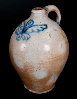 Fine 4 Gal. Ovoid Stoneware Jug, probably Crolius, Manhattan, 18th century