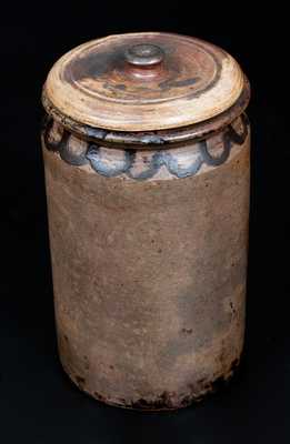 Very Rare Lidded Canning Jar w/ Swag Decoration on Jar and Lid, Manhattan, early 19th century