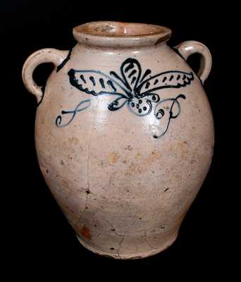 Extremely Rare and Important Early Manhattan Stoneware Presentation Jar, 18th century